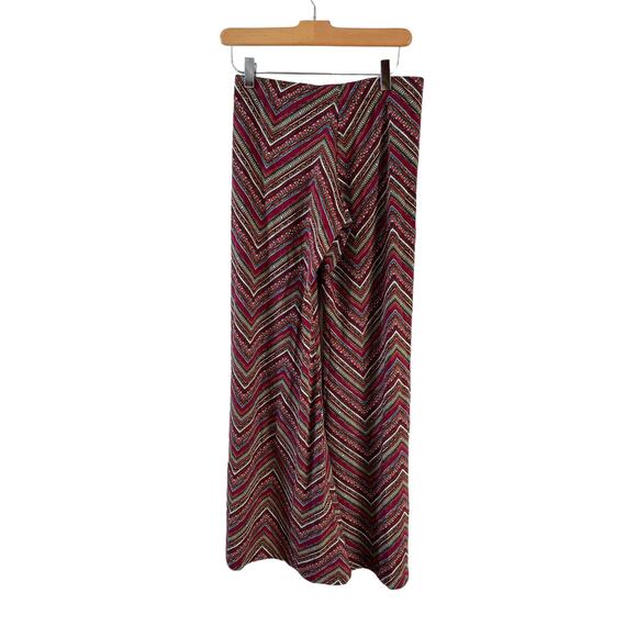 Veronica M Colorful Flared Palazzo Hippie Pants Red Boho Print S - Picture 1 of 5